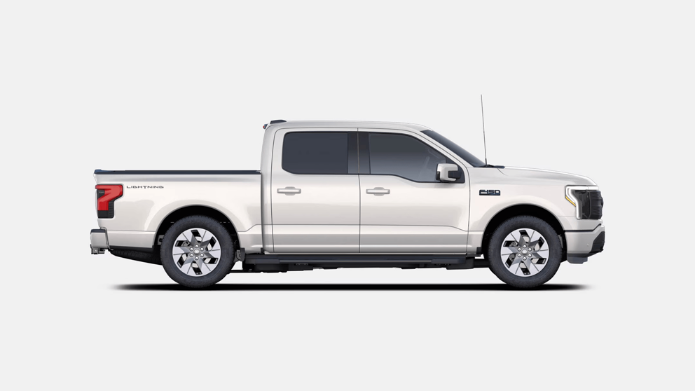 White F-150 Lightning isolated on light gray background